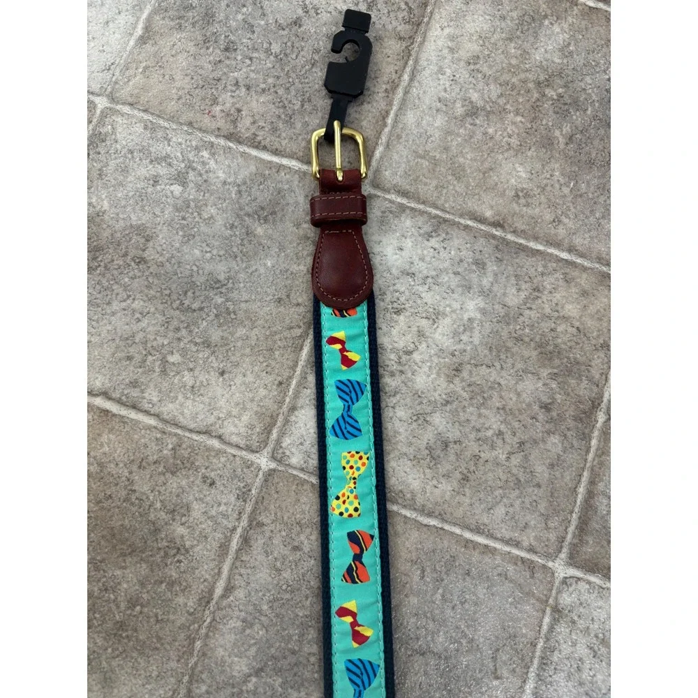 J. Bailey Boys‎ Surcingle Belt Teal Bow Tie Navy Canvas Leather Size 20 Preppy